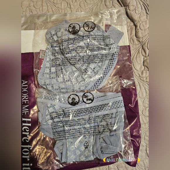 Adore Me Tatum Bra Set 36DD Blue with Panties - Picture 3 of 4